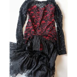 Just Dance Customs costume - red with black lace dress
